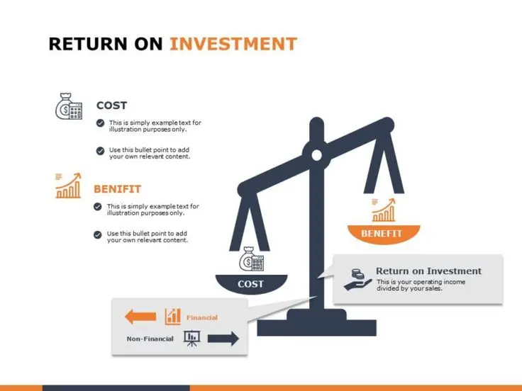 Orange and Gray ROI Analysis Diagram with Balance Scale Presentation